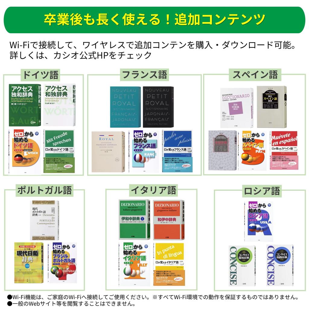 Casio Electronic Dictionary for High School Students 220 Ex-word (XD-SX4800WE, Contents, White, XD-SXN48WE Set)