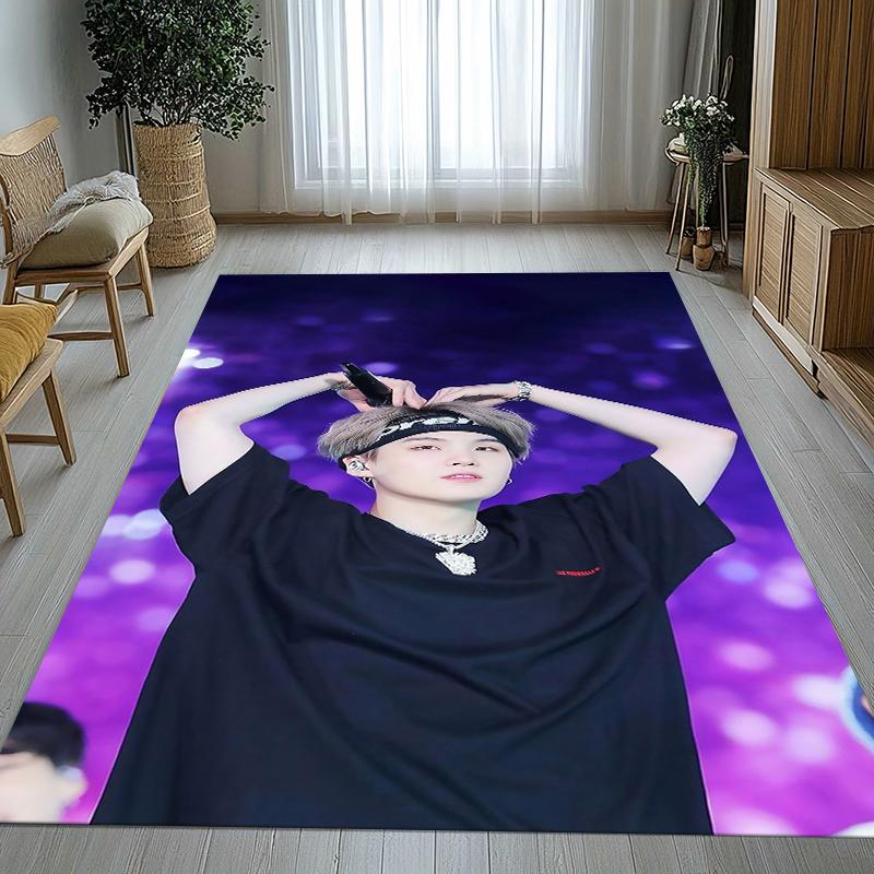 SUGA Agust D Kpop B-BTS Ковер для гостиной Нескользящий Мягкий ковер для спальни Детской игровой комнаты Дивана, Домашний декор Придверный коврик Подарок