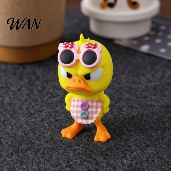 Humorous Desktop Ornaments 3D Printed Cute Duck Figurine with Glasses, Angry Pose Desk Decor, Creative Miniature Collection Office Bookcase