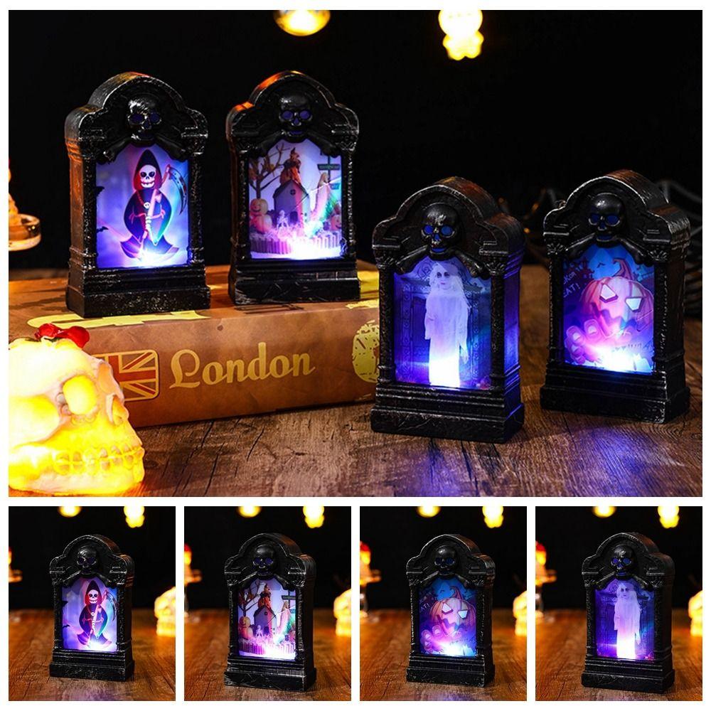 Creative Skull Lamp Retro LED Nightlight Durable Luminous Tombstone Night Light Secret Room