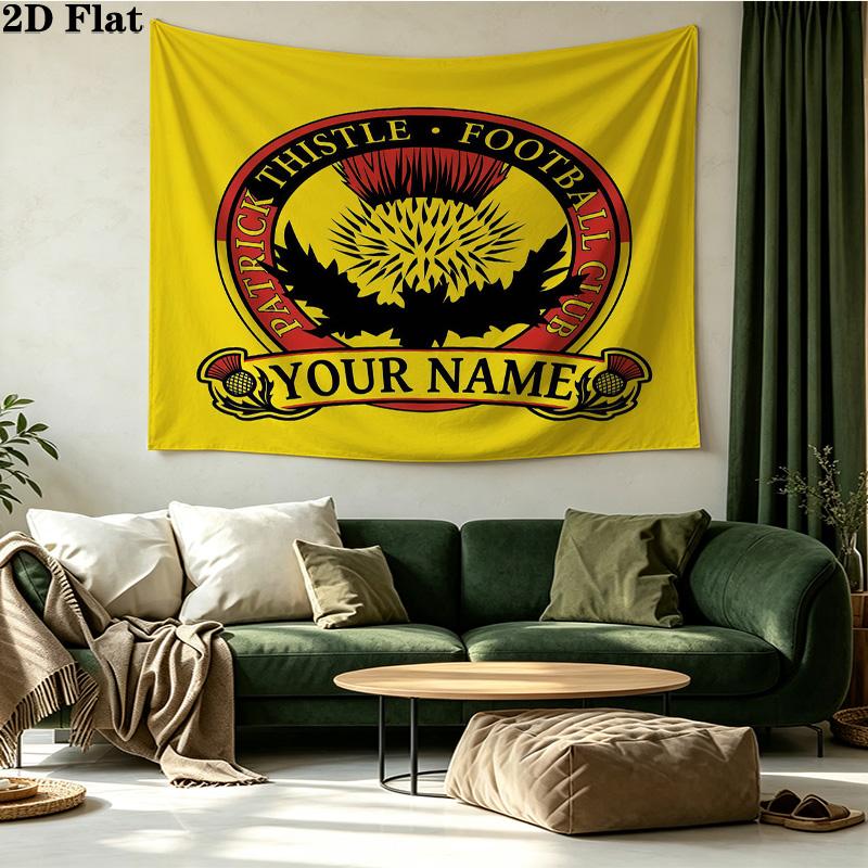 Custom Name Partick Thistle Printed Tapestry – Wall Hanging for Bedrooms, Dorms, and Home Decor