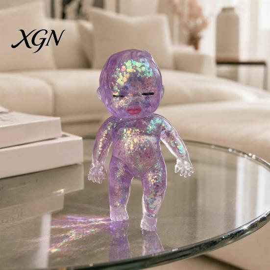 Portable Stress Ball Glitter Babies Relief Toy, Clear Baby Doll Squeeze Soft Stretchy Gadget Fidget Relaxing Gift for Adults Kids, Party Favors