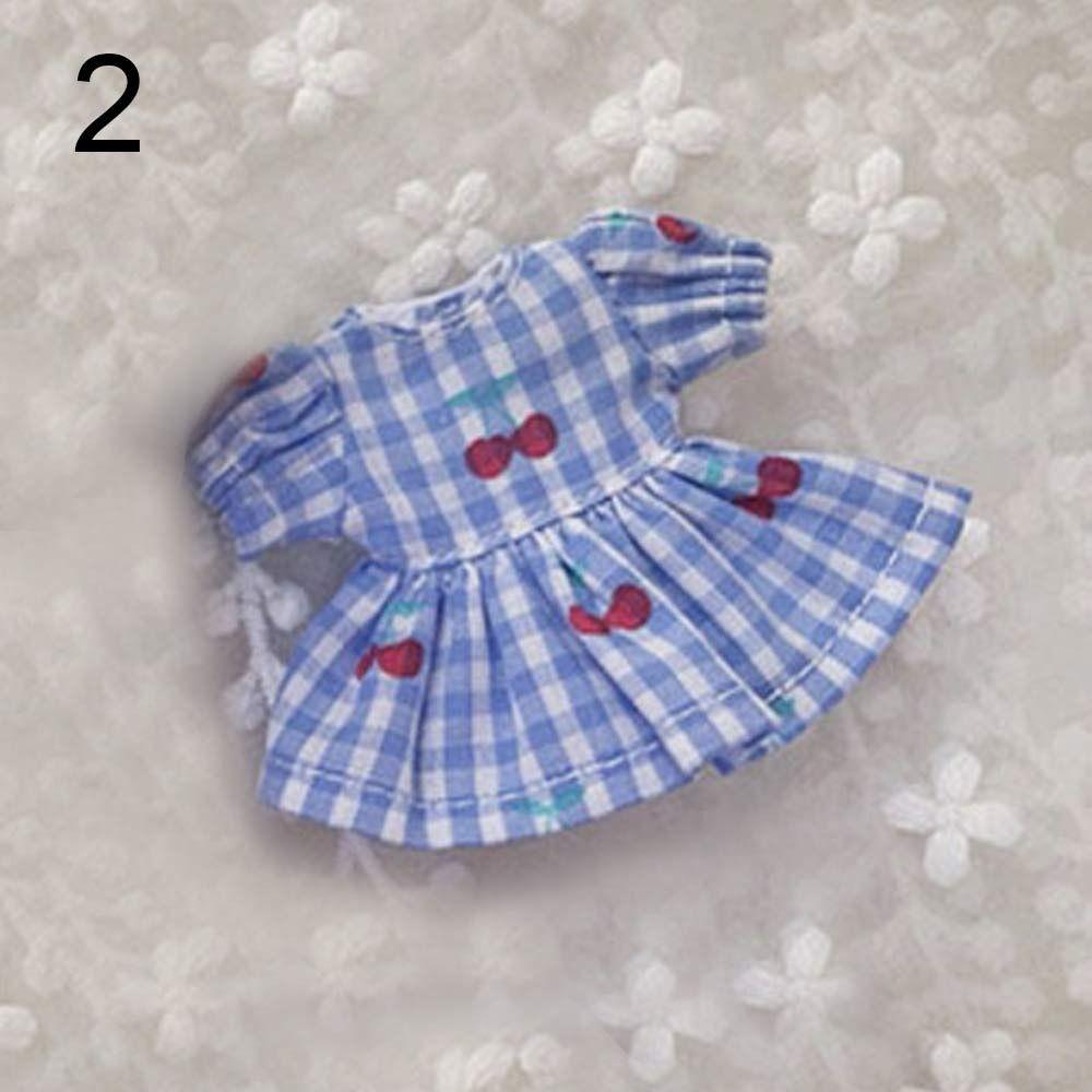 For BJD Dolls Short Sleeve Outfits Handmade Printed Dresses Doll Top Doll Skirt Clothes