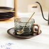 Японская бытовая чашка из узорного стекла «Молоток», чашка для кофе из грецкого ореха с блюдцем, термостойкая чашка для воды
