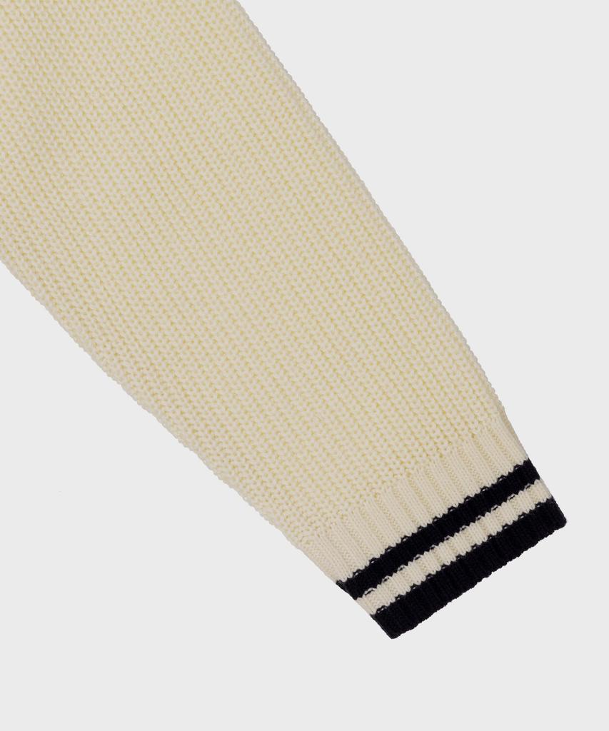 BASIC HOUSE Uni V-Neck Contrast Knit Ivory Lxkt2102