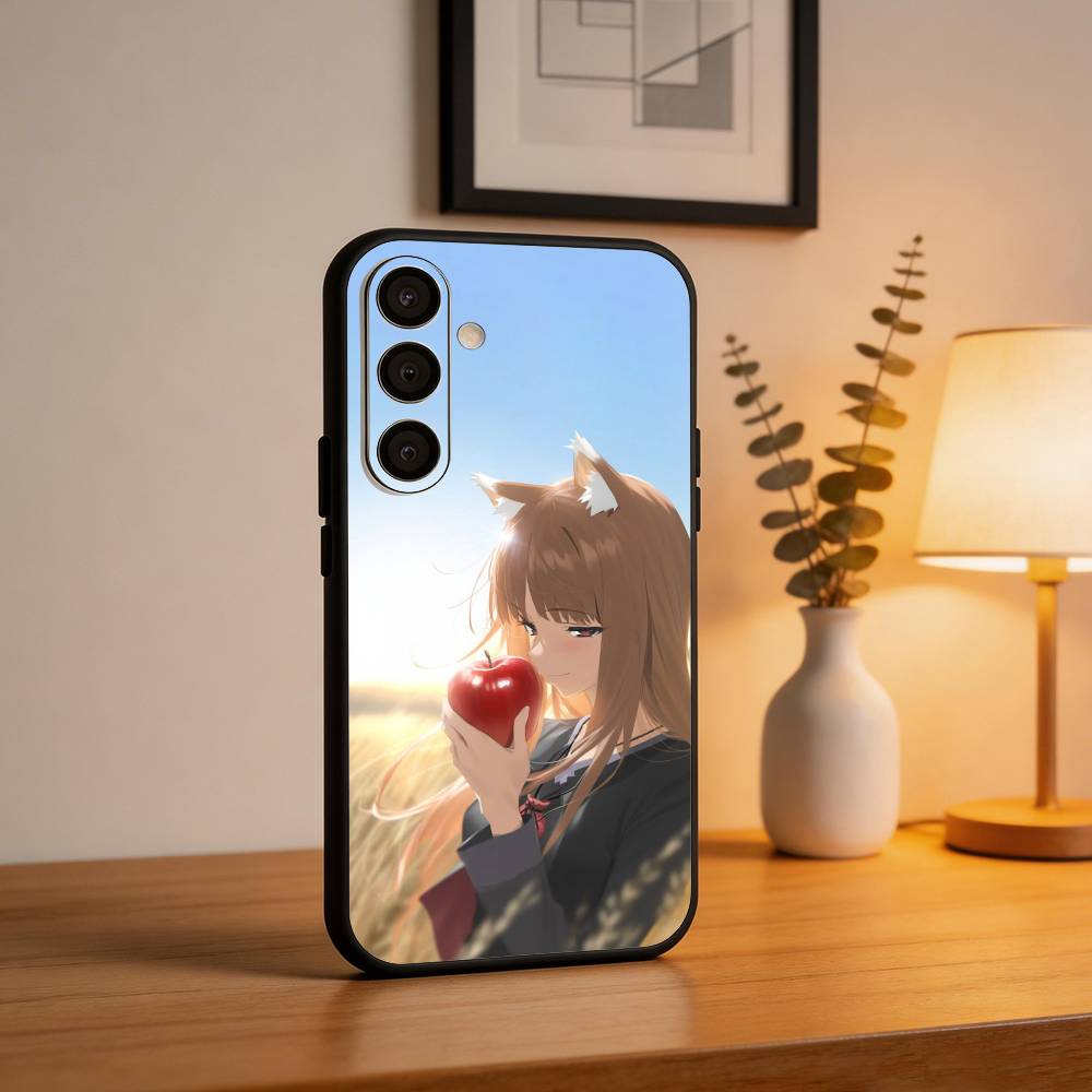 Чехол для телефона с аниме S-Spice and W-Wolf для Samsung A73,72,71,A52,51,40,41,A22,A32,31,A13, Мягкий черный корпус