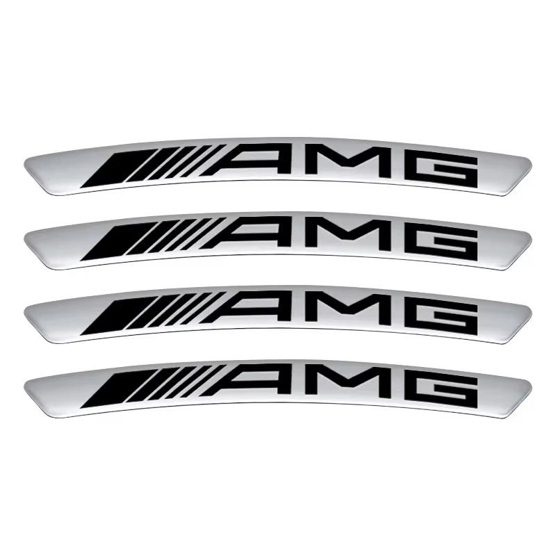 AATT1 4Pcs Car Logo Aluminium Wheel Rim Stickers Emblem Badge Accessories For AMG Mercedes Benz Exclusive C200 C260 C300 W202 W203