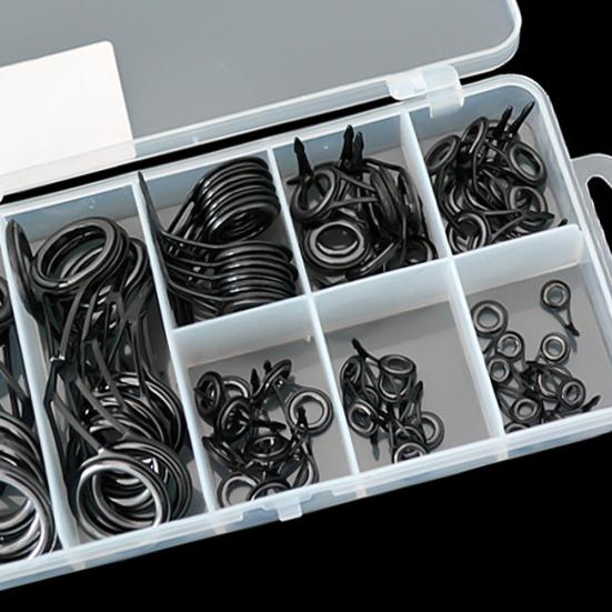 MUQZI Sports Accessory 75Pcs 8 Sizes Fishing Rod Guide Line Kit Straight Single Foot Rings Repair Eyes