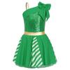 Girls Christmas Costume Sequins Striped Tutu Dress Sleeveless for Xmas Party Dance Performance