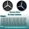 Silver Border 3D Mirror Emblem For Mercedes Benz A W176 B W246 C W205 Class Matte Black OE Style Front Grille Star Emblem Logo  p5