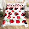 Cute Ladybug Duvet Cover Twin Queen Cartoon Animal Ladybird Insect Bedding Set Kawaii Wildlife Love Heart Print Comforter Cover
