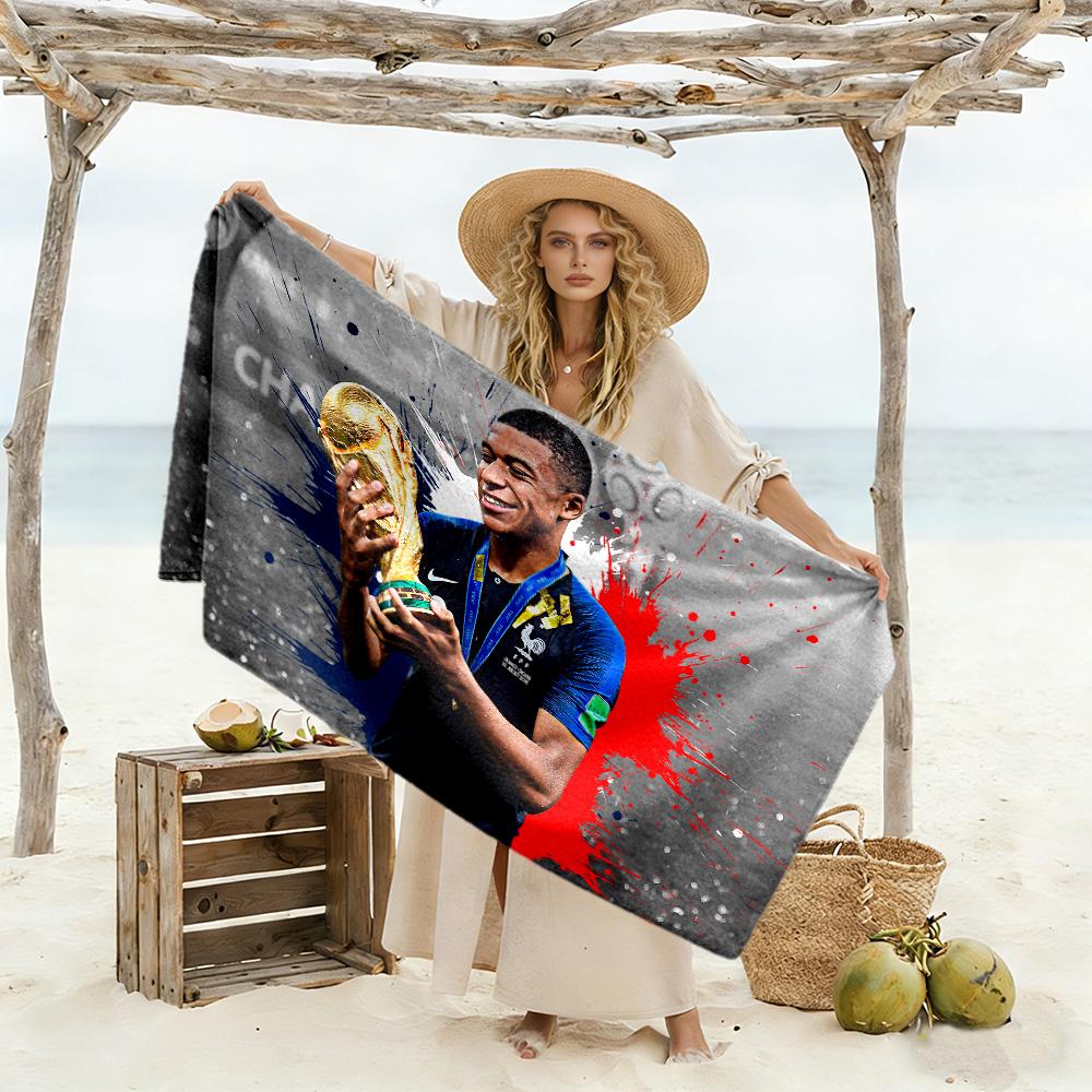 Mbappe Soccer Legend Beach Towel Super Soft & Absorbent Comfortable Lightweight Perfect for Traveling Yoga Camping and Swimming