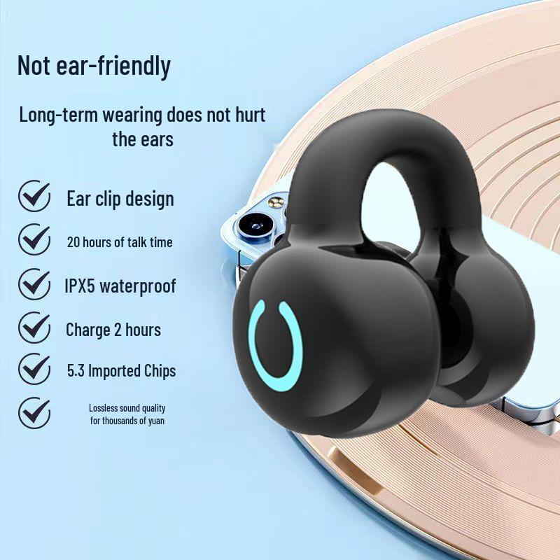 Extra-Long Talk Time Wireless Bluetooth Sports Headphones with Clip-On Design and Surround Sound