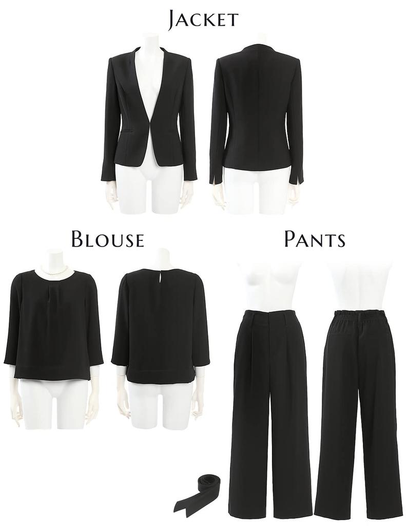 Траурные черные формальные брюки Большие длинные черные брюки [Niners] Одежда, Женская одежда, Костюм, Размер, Длина, Стираемый, Костюм, Блузка, Комплект, NGR-2139 (Нет.