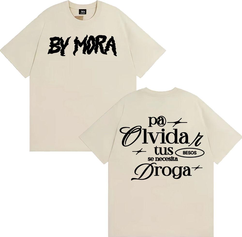 Футболки с принтом букв Rapper MORA DROGA Мужская одежда Харадзюку Хип-хоп Уличные футболки Высокое качество Повседневная 100% хлопковая футболка