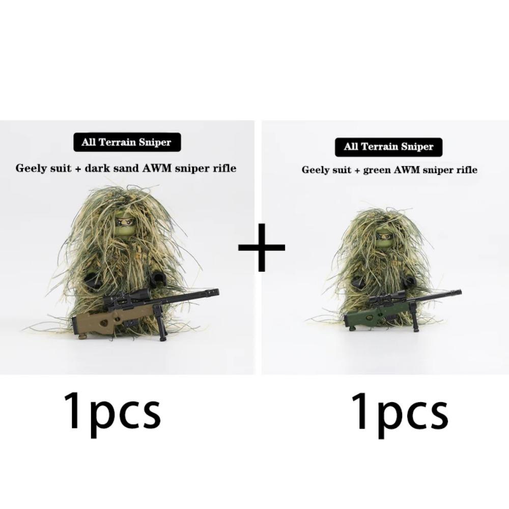 Military All-Terrain Sniper Camouflage Clothing Building Blocks Soldier Figures Weapon AWM Gun Parts MOC Game Bricks Kids Toys