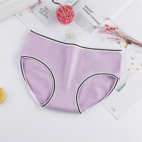 Cute Girls Solid Color Low Waist Slim Panties Breathable Cotton Underwear Briefs