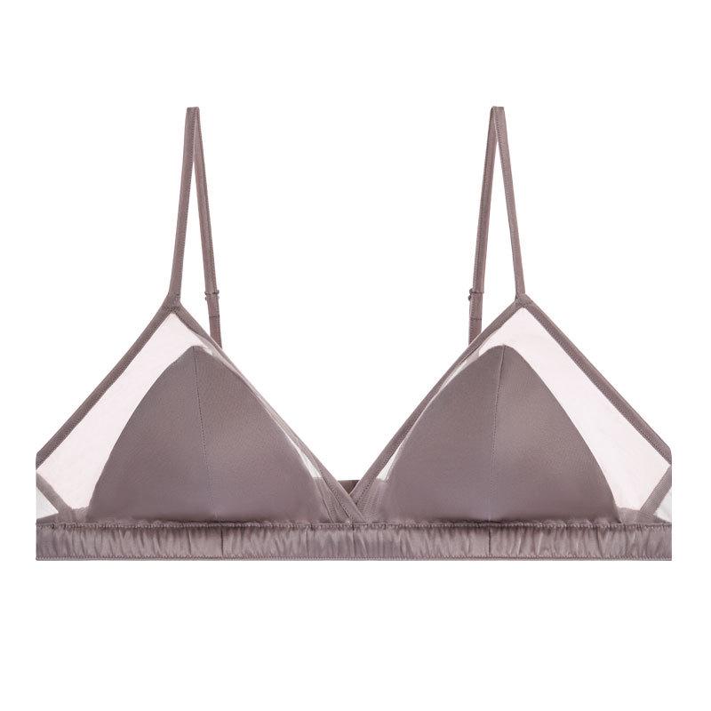 Tangge Silk Satin No-Rim Thin Breathable Bra with Removable Pads