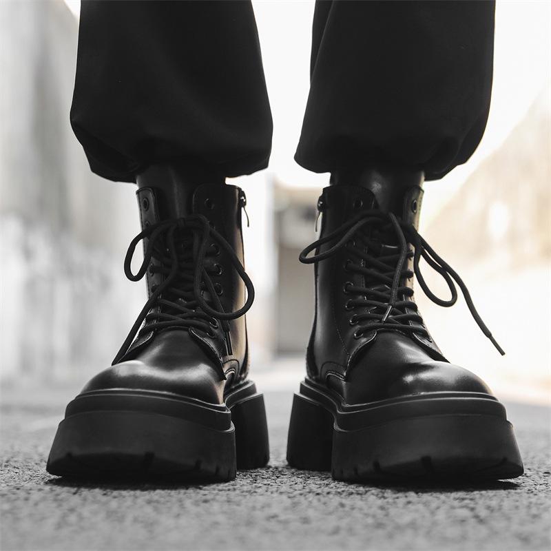 Мужские ботинки Мартина черные простые новые высокие на шнуровке на толстой подошве универсальные осенне-зимние бархатные ботинки 30322-J