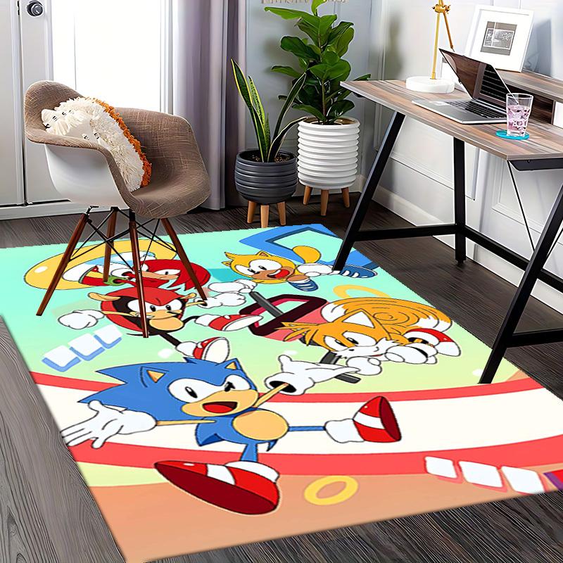 1pc Sonic the Hedgehog Tails Knuckles Echidna Chair Mat, Office Desk Pad - Non-Slip Carpet for Home Decor, Gaming Room, Living Room, Bedroom - Suitabl