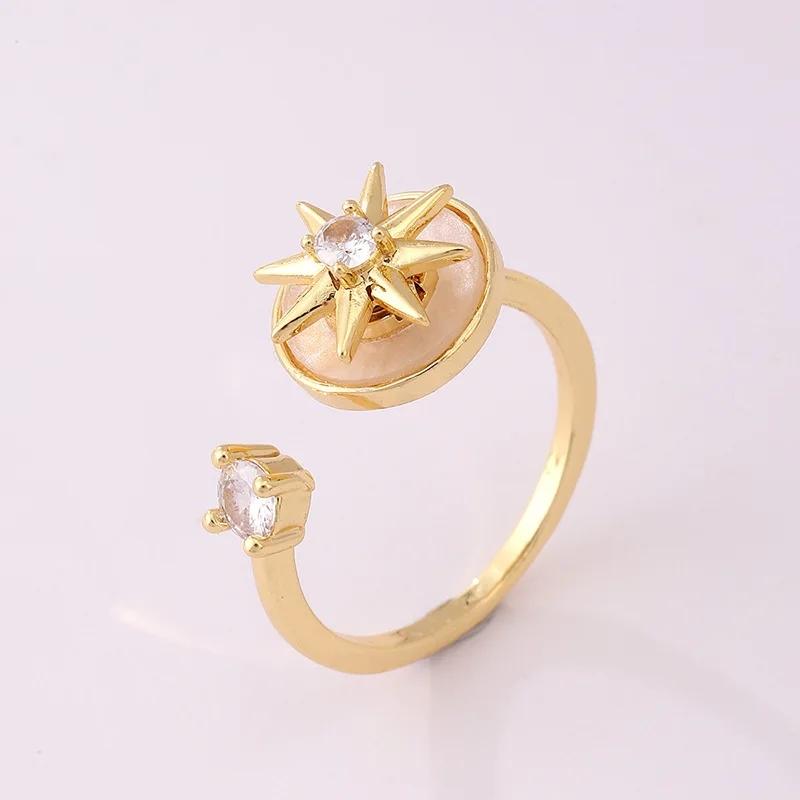 1pcs new fashion rotating zircon flower opening adjustable ring luxury niche decompression high-end design sense accessories