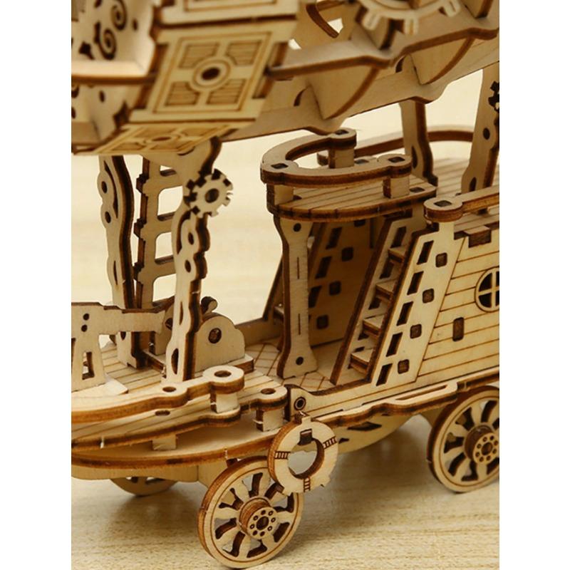 3D Wooden Puzzle Airship Model Kits for Adults Model Building Kit Brain Teaser for Adults To Build Hand Craft Mechanical
