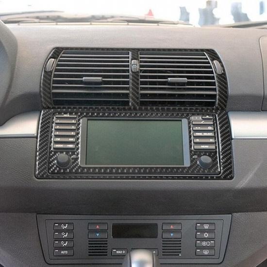 3Pcs For BMW X5 2000-06 Carbon Fiber Console Air Vent Outlet Panel Frame Cover
