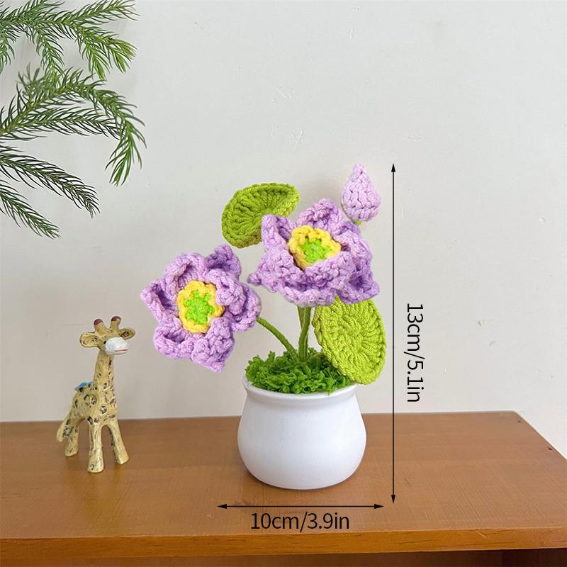 Mini Cute Crochet Flower Hand-Woven Simulation Flower Sunflower Potted Plants Knitted Finished Flowers Home Garden Decoration