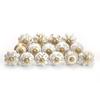 Ceramic Knobs for Drawers, Assorted Door Knob, Indian Handmade Decorative Drawer Knobs or Drawer Handles, White and Gold, Glazed Finished, Pack of 15