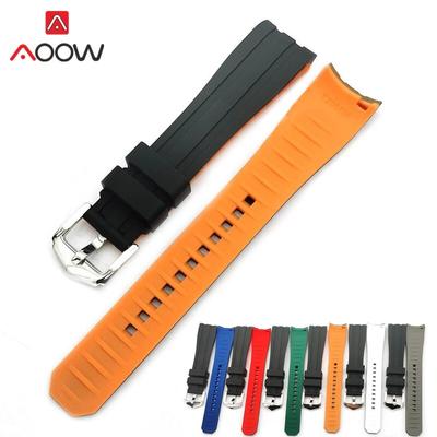 18/20/22 мм резиновый ремешок с изогнутым концом, пряжка из нержавеющей стали, спортивный водонепроницаемый мужской браслет для дайвинга, качественный сменный браслет, ремешок для часов