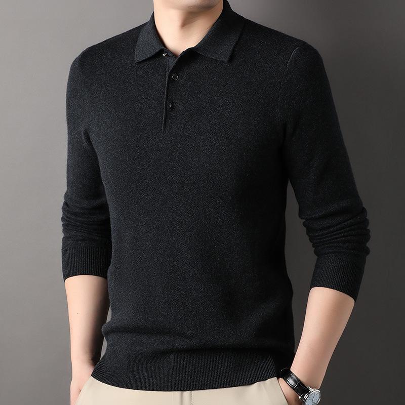 Весенне-осенний кардиган мужской свитер с лацканами 100% чистая шерсть свитер нижняя рубашка папа топ мужская одежда