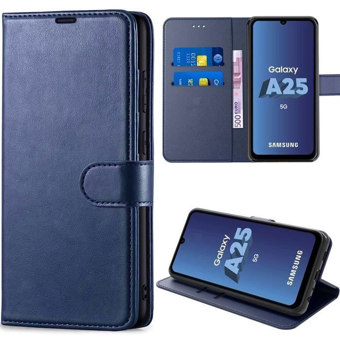 Coque Housse - Booling - pour Samsung Galaxy A25 5G - Antichoc - Cuir PU - Fentes pour cartes