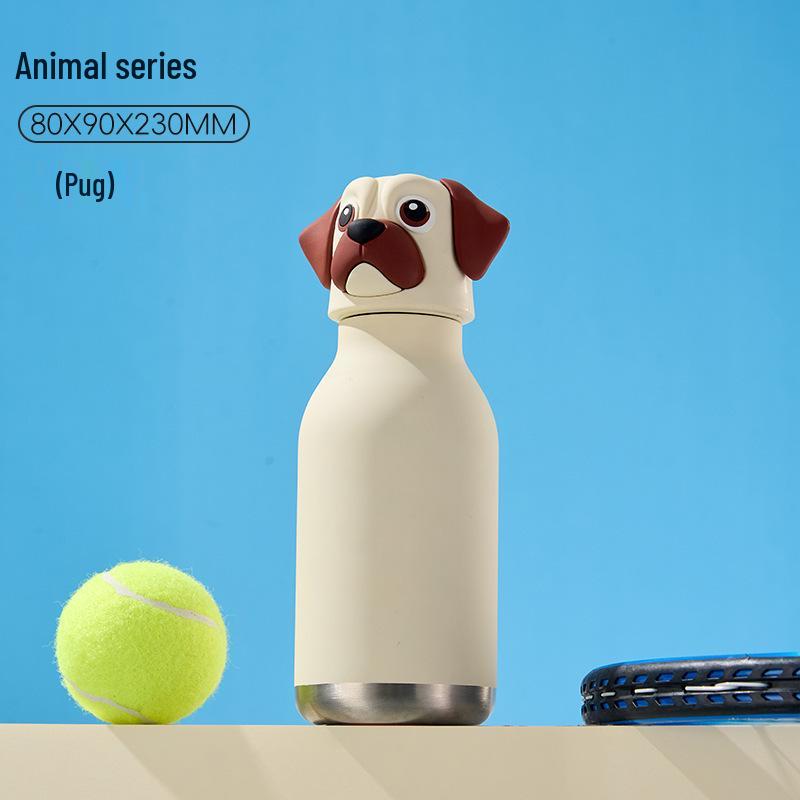 Детский термокружка объемом 450 мл с креативным дизайном в виде животных и крышкой в виде головы животного.