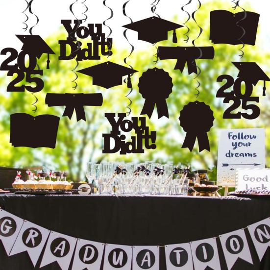 Graduation Party Hanging Swirl Decorations Class of 2025 Congrats Grad Supplies for Classroom Ceiling Home Decor
