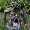 House Statues Outdoor Solar Powered Statue Garden Decor Outdoor Walkway Light House Figurine House Cottage Lamp LED Garden Light