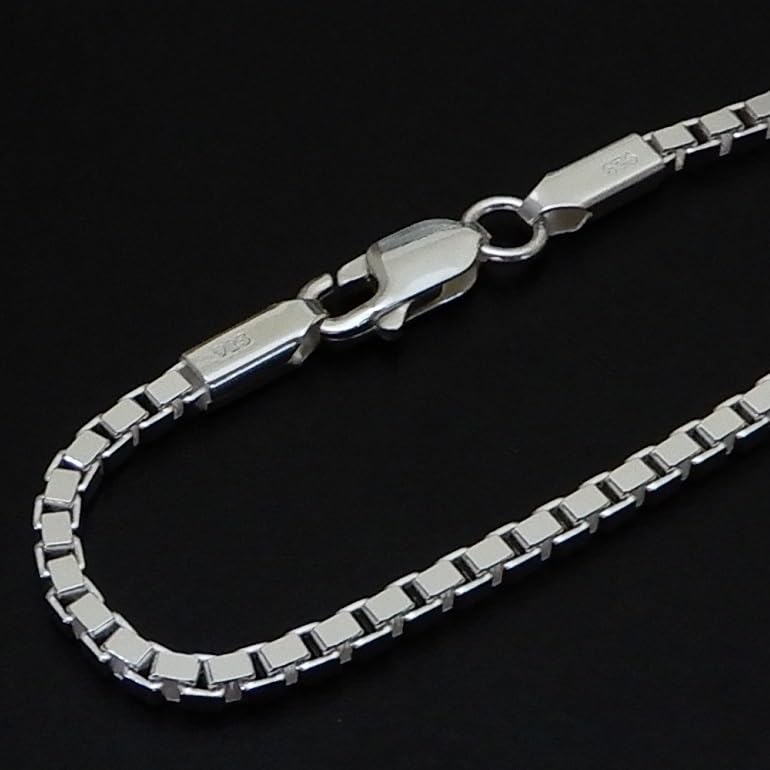 items Necklace Silver 925 Chain Venetian Chain Silver Necklace Chain Only Thick 50cm Silver Necklace Chain Thick Box Necklace [100 market] Men's Men's