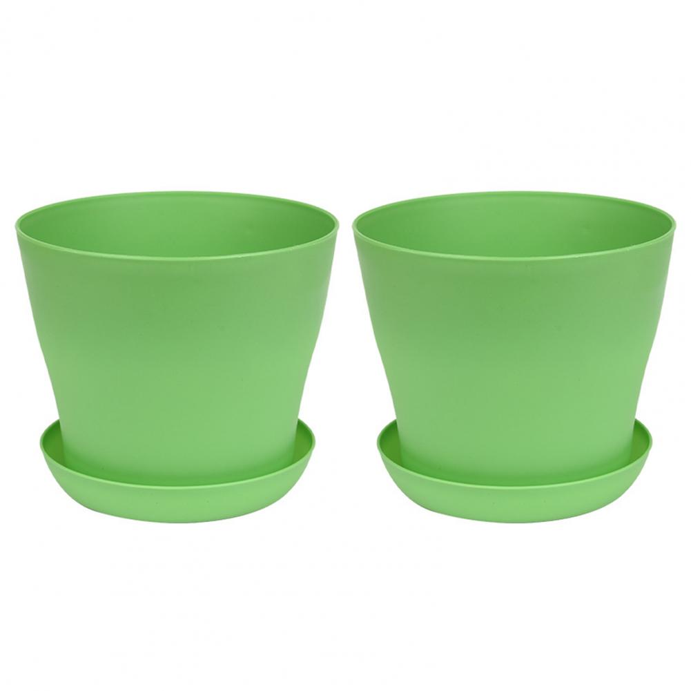 2Pcs Flower Pot Colorful Round Large Mouth PP Drainage Holes Plant Container With Saucer Lightweight Thick Nursery Pot
