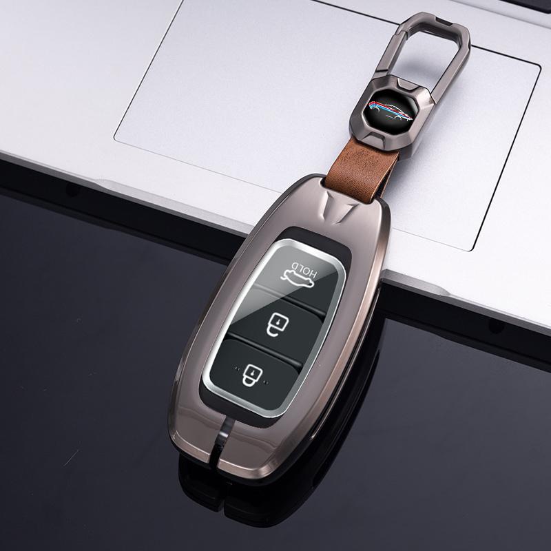 Metal Zinc Leather Car Key Case Cover for Hyundai I30 I40 Ix35 KONA Solaris Grandeur Ig Accent Santa Fe Palisade 2017 2018 2019