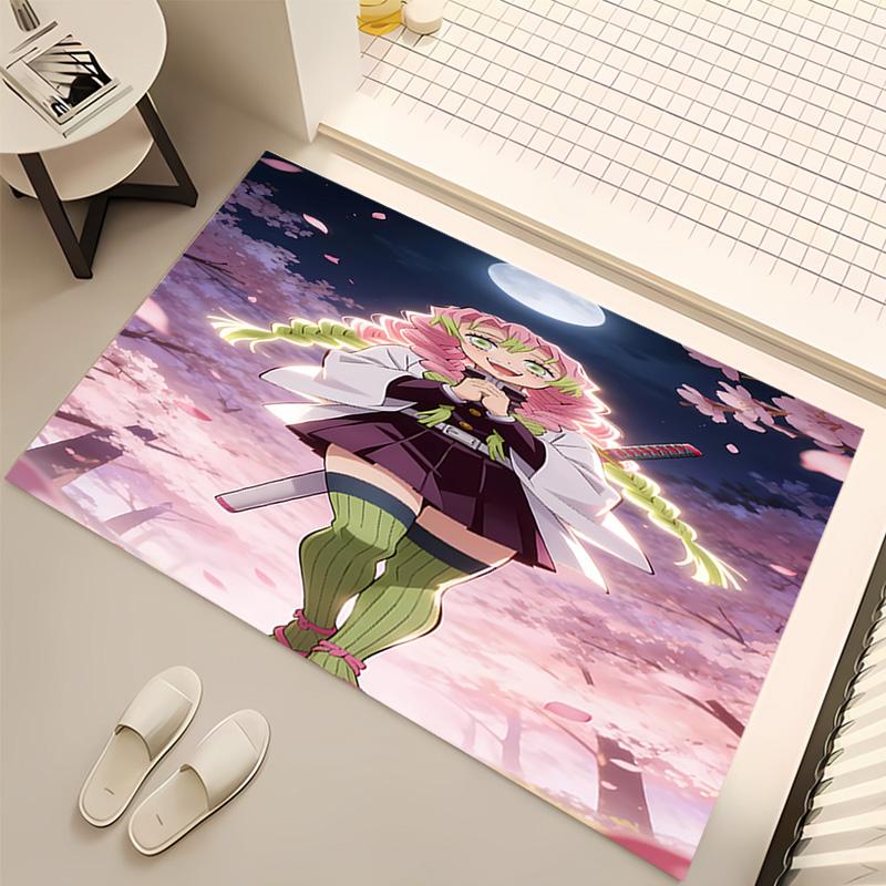 1pc Nezuko Demon Slayer Kanroji Mitsuri Print Area Rug - Soft, Washable Non-Slip Indoor Mat, Living Room, Home Office Decorative Rug,Office Decorative