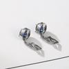 1 Pair Ear Clips Blue Rhinestone Non-Pierced Anti-slip Round Short Ear Decoration Stainless Alloy Bride Wedding Ear Studs Lady Ear Accessory