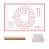 JnTech Silicone Cooking Mat, Bread Making Mat, Large Baking Mat, Heat-Resistant, Non-Slip, with Graduations, Includes One Rolling Pin/Scraper, Reusabl