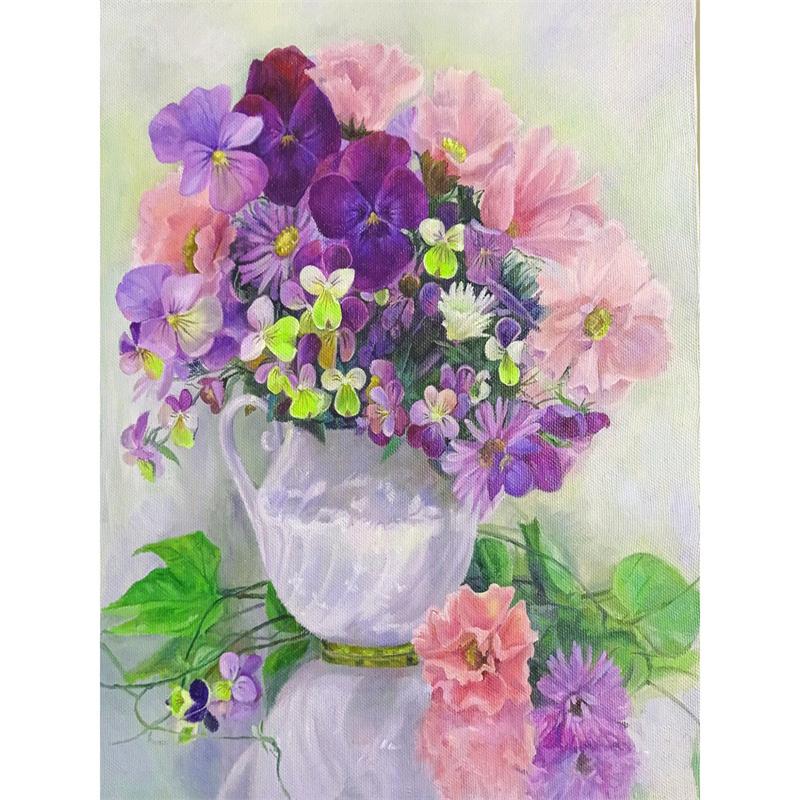 5D DIY Алмазная картина Красивая цветочная мозаика Алмазная вышивка Картина Полный круглый горный хрусталь Домашний декор Подарок