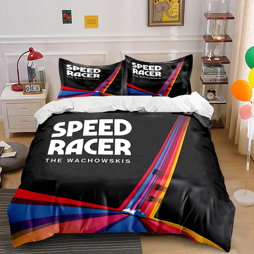 Colorful Speed Racer Artwork Bedding Duvet Cover Set Duvet Cover Pillowcases (1*Duvet Cover 2*Pillowcases, without duvet insert)