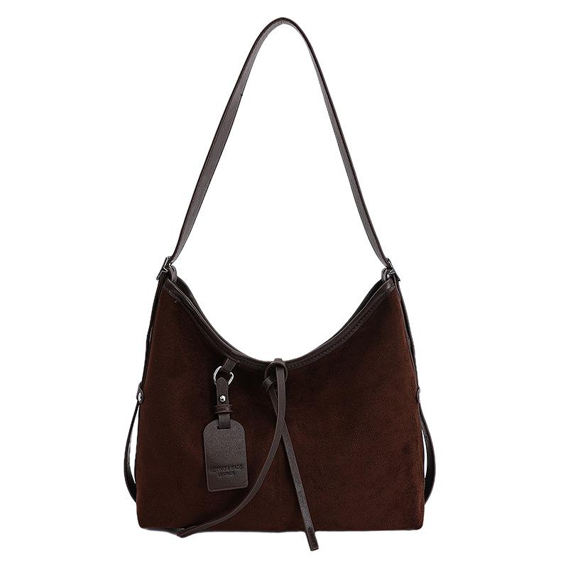 Модный дизайн замшевого ремешка контрастного цвета 2025 новая сумка-тоут женская высококлассная сумка на одно плечо