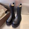 Модные женские ботинки на платформе Модные черные новые повседневные кожаные ботинки для женщин 2025 Осень Зима Толстая подошва Слипоны Botas Femininas
