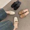 Breathable Woven Bag Head Half Slippers, Women's Summer Wear Is Not Tired, Flat Feet and One Pedal Lazy Cool Slippers