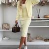 Women's Knit Dress with Matching Short Cardigan, Elegant Outfit