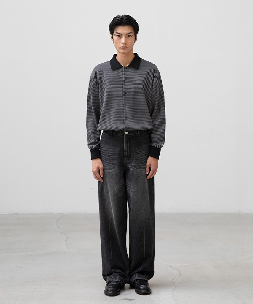 ANOTHER OFFICE Half Banding Denim Pants (Black)