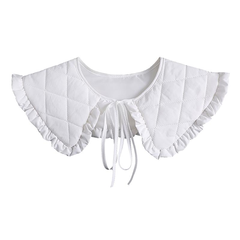 Women Thick False Collar Shawl Padded Quilted Plaid Texture  Necklace Scarf Winter Capelet Neck Cover Warmer Dropshipping