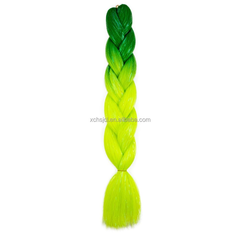 Customized Soft Heat Resistant Fiber Festival Ombre Pure 2 3 4 5 Tone Color Tinsel Glitter Jumbo Braiids